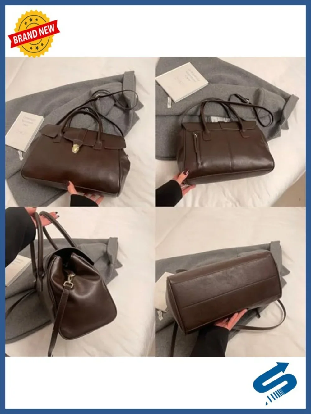 Women's Large Capacity Vegetable Tanned Leather Tote Bag - Lightweight Work